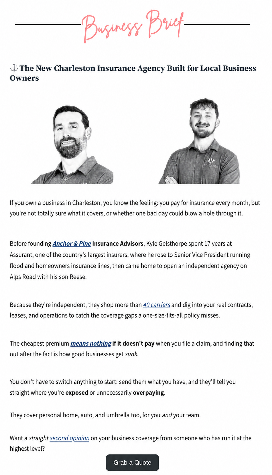 Example Charleston Scoop sponsored feature